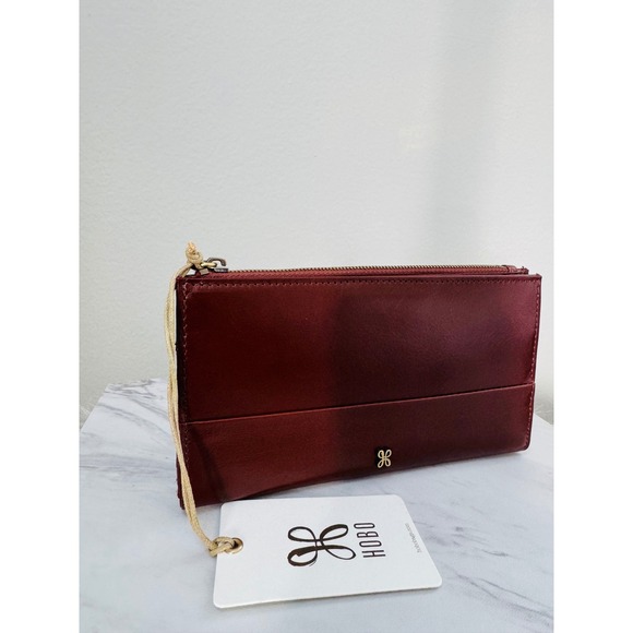 Hobo Jill Large Bifold Polished Leather Wallet, Chocolate Brown, NWT - Picture 5 of 10